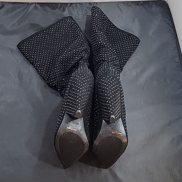 BAMBOO WOMEN'S RETRO RHINESTONE GLITTER BOOT ON CONE TAPERED HEEL - Picture 12 of 16